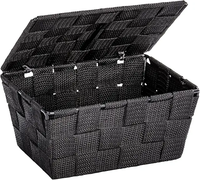 Cestino Vimini Wenko Cestino con Coperchio Adria Nero per Bagno