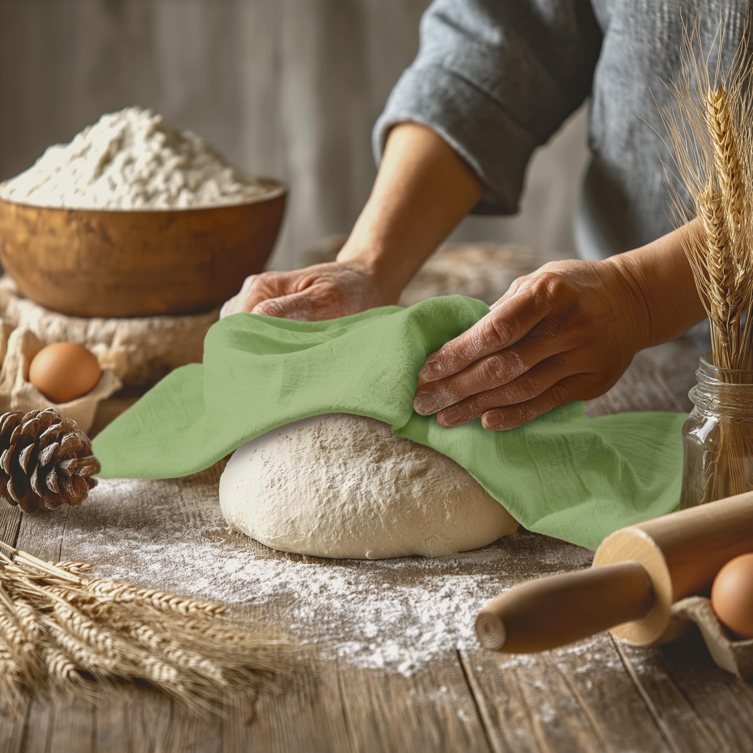 Utopia Kitchen Strofinacci da cucina in cotone, 71 x 71 cm, confezione da 12 pezzi, colore verde salvia