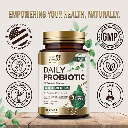 Miniatura 4 de Probióticos 50 mil millones de UFC + 10 cepas  Mezcla diaria de lactobacilos probióticos para apoyo inmunológico, digestivo y de salud intestinal,