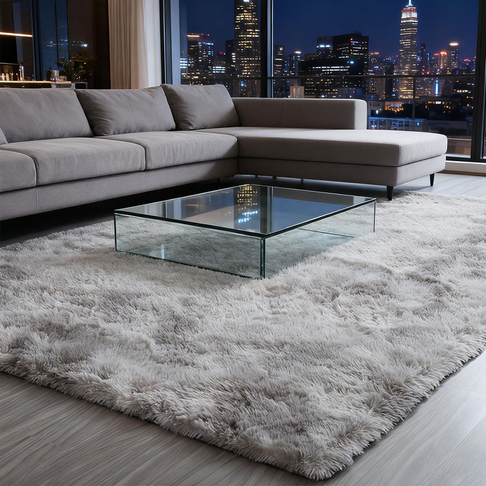 Tapis salon shaggy grand format pour atténuer le bruit et les pas