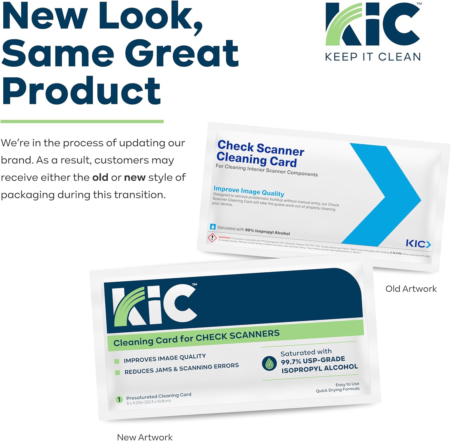 KICTeam - 小切手スキャナー用クリーニングカード (25枚) - 速乾性溶液で予め飽和 - ほとんどの小切手スキャナーマシン