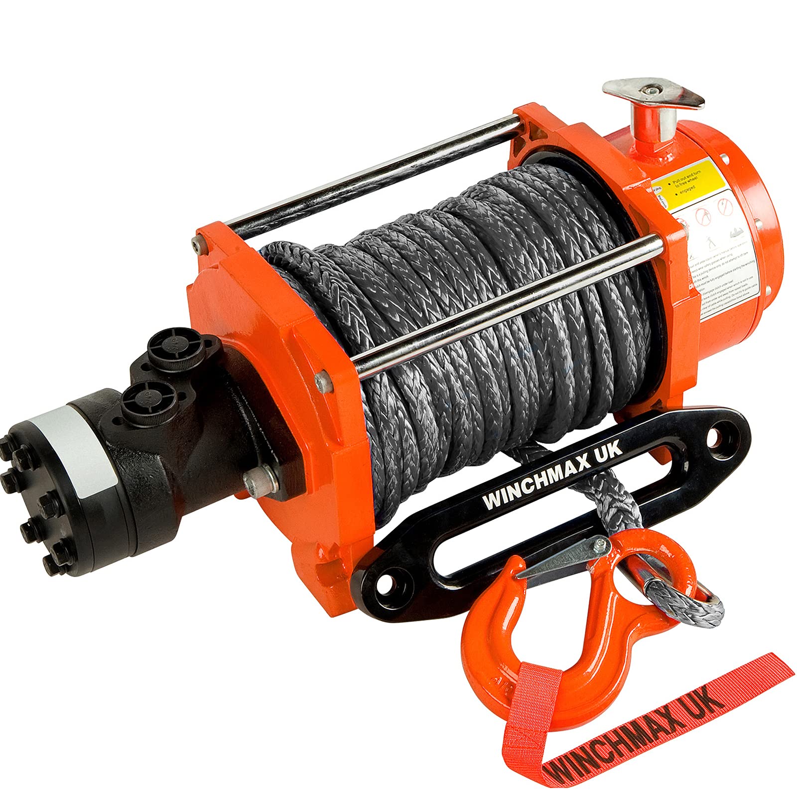 WINCHMAX. Verricello idraulico da 9.072 kg (20.000 lb). Fune in Dyneema da 25 m x 13 mm. Gancio da 12,7 mm.