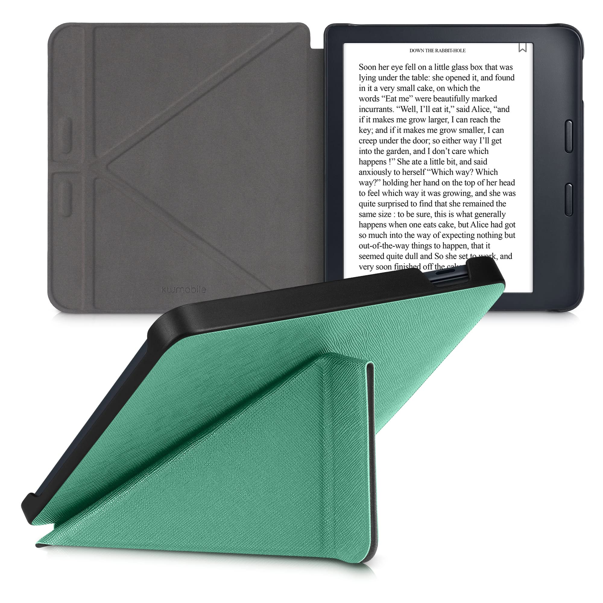 kwmobile Pieghevole Custodia Compatibile Kobo Libra 2 Cover Magnetica Pelle PU eReader Stand Menta