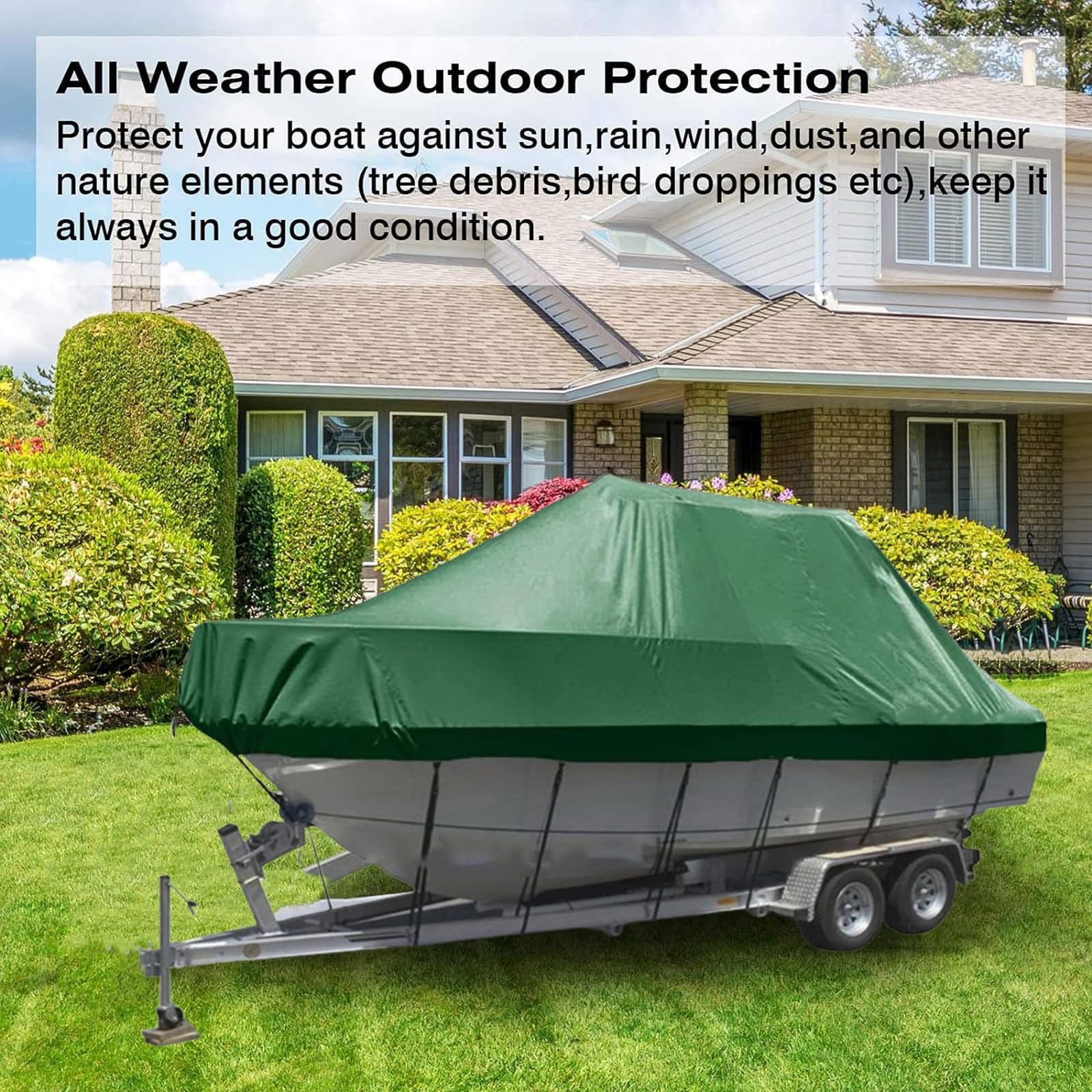 Telo per Copertura Barca,Copertura Barca Copri Barca 600D Oxford Telo Impermeabile per Barche Coperture per Consolle Centrale per Barche Compatibile con V-Hull(Size:17to19FT: 600x230cm)