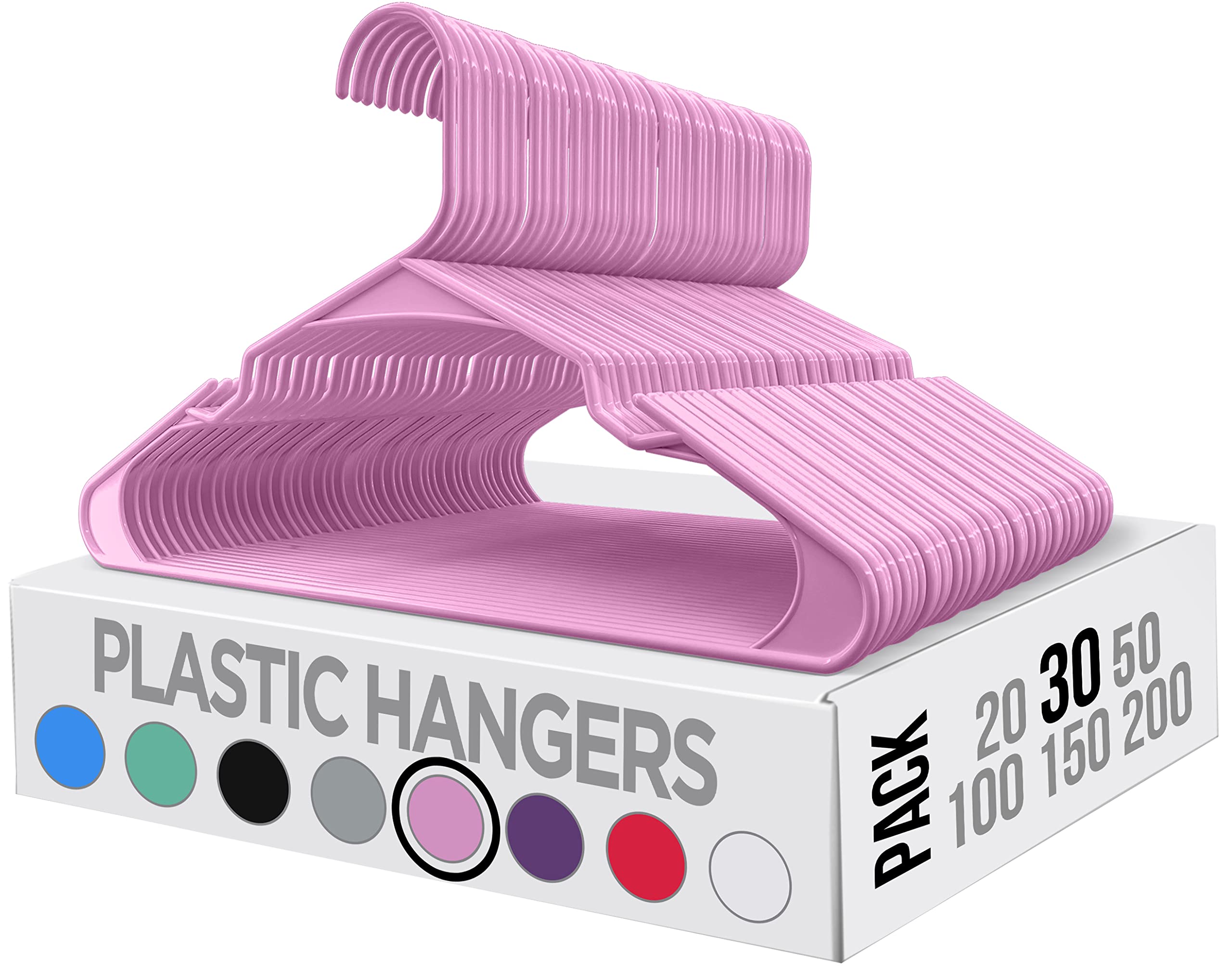 Utopia Home Clothes Hangers 30 Pack - Plastic Hangers Space Saving - Durable Coat Hanger with Shoulder Grooves (Pink)