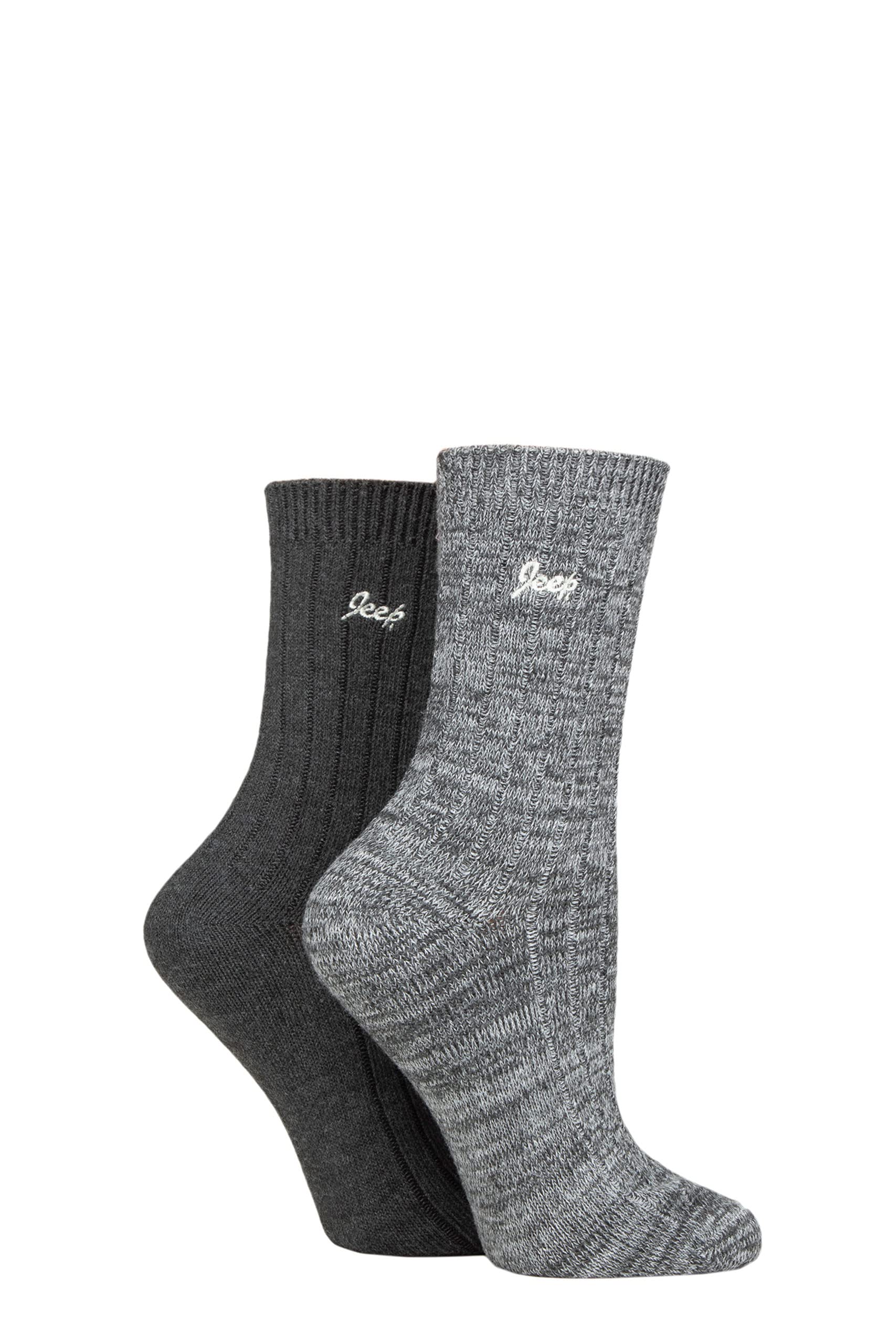 Jeep Women's Charcoal/Slate Performance Polyester Boot Socks Pack Of 2 4-8