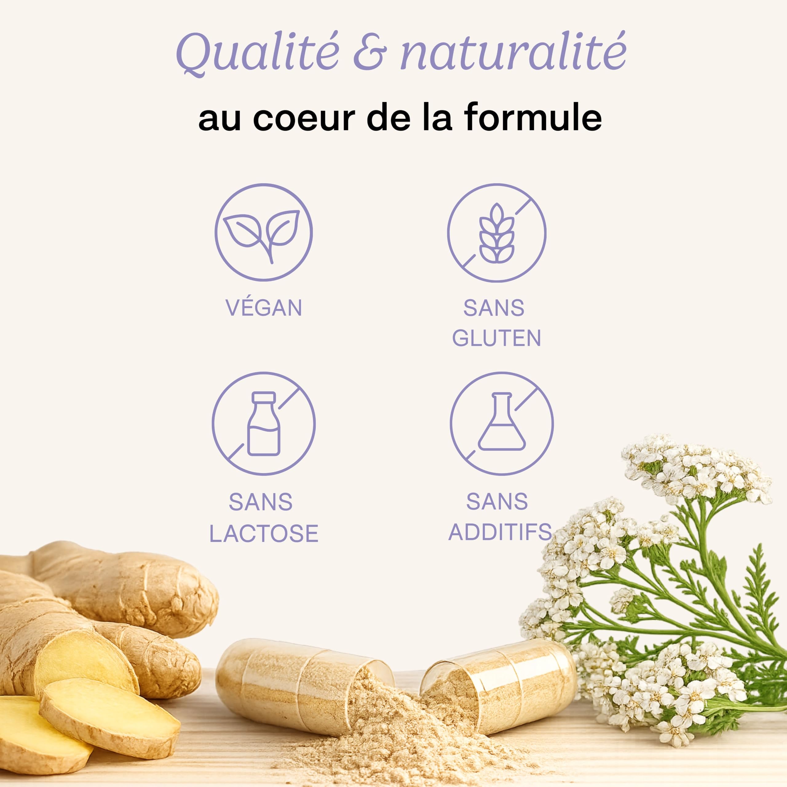 Stop Règles Douloureuses – Confort Menstruel – Crampes Abdominales & Douleurs de Règles – Achillée Millefeuille, PEA, Camomille – Complément Alimentaire Femme – 4 Gélules/Jour – SOVA (3 cycles)