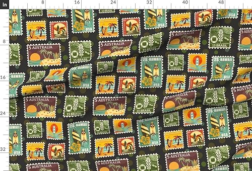 Miniatura 2 de Spoonflower Tela  Colección Surfing World de escala media retro de verano con ondas de playa impresas en tela de gasa, ropa de costura, vestidos de