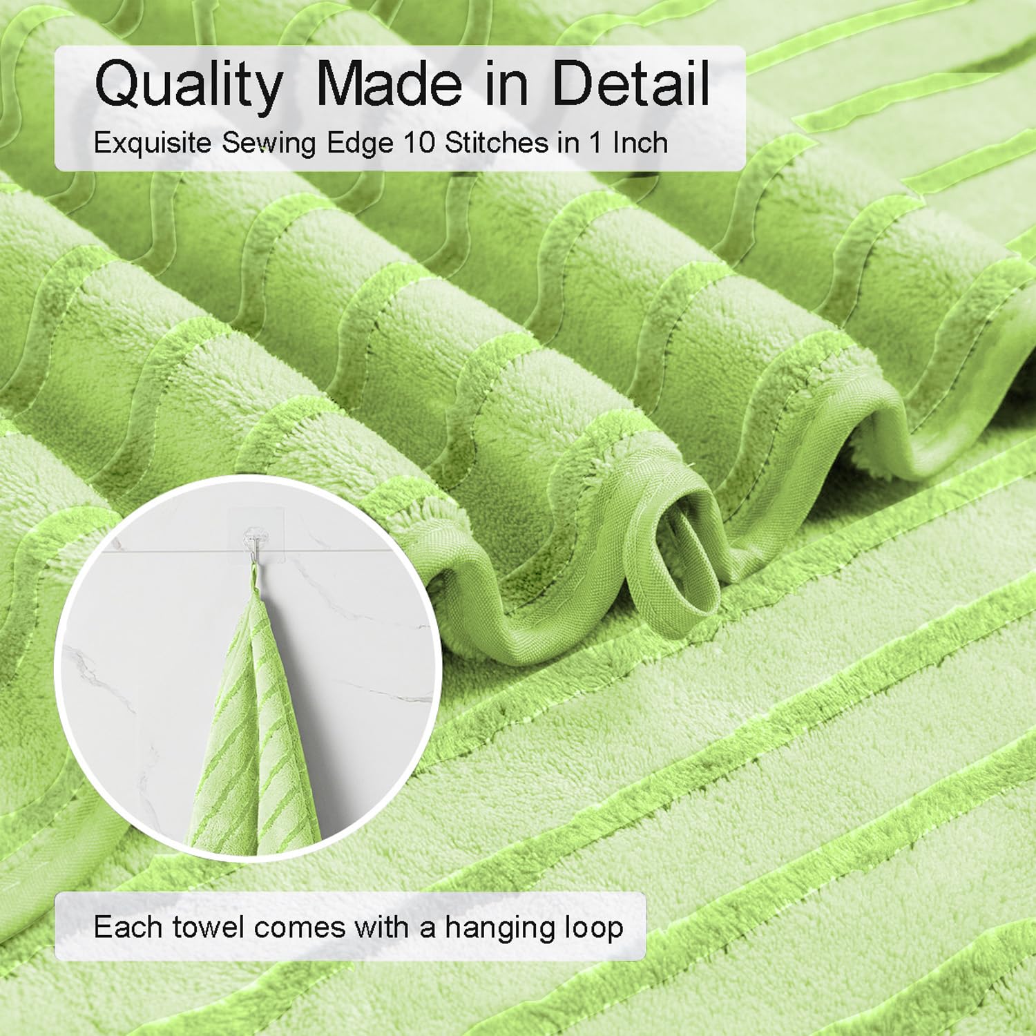Mistyrose Confezione da 4 asciugamani da bagno grandi, in microfibra, assorbenti, XL, super morbidi, ad asciugatura rapida, per famiglia, hotel, spa, palestra, confezione da 4 (verde frutta