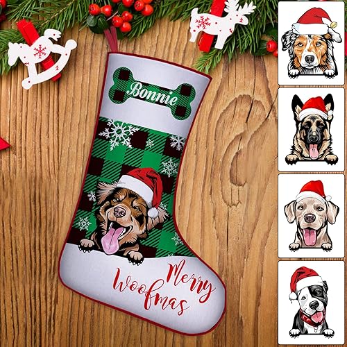 Miniatura 8 de Medias de Navidad para perros personalizadas con foto de nombre, regalos de decoración de calcetines de Navidad personalizados para mascotas