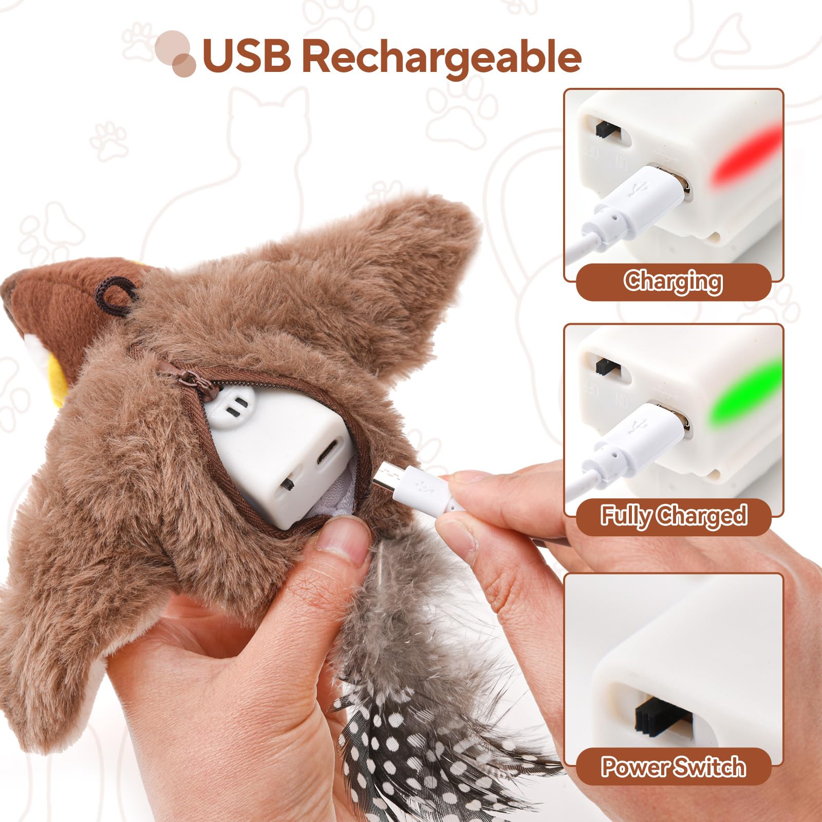 AUSCAT Flappy Bird Cat Toy, Simulated Chirping Bird Cat Toy Flapping Wings - Image 4