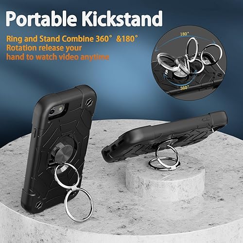 Miniatura 5 de KCJ Funda para iPhone SE 20222020, iPhone 8766S, con 2 protectores de pantalla soporte de anillo silicona suave + policarbonato duro, protección de