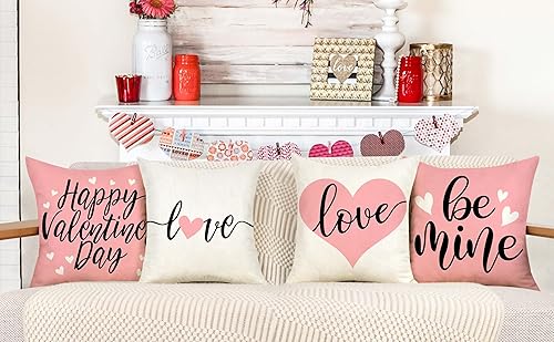 Miniatura 8 de 4TH Emotion Juego de 4 fundas de almohada para el día de San Valentín de 16 x 16 pulgadas, decoración de primavera de granja, decoración de