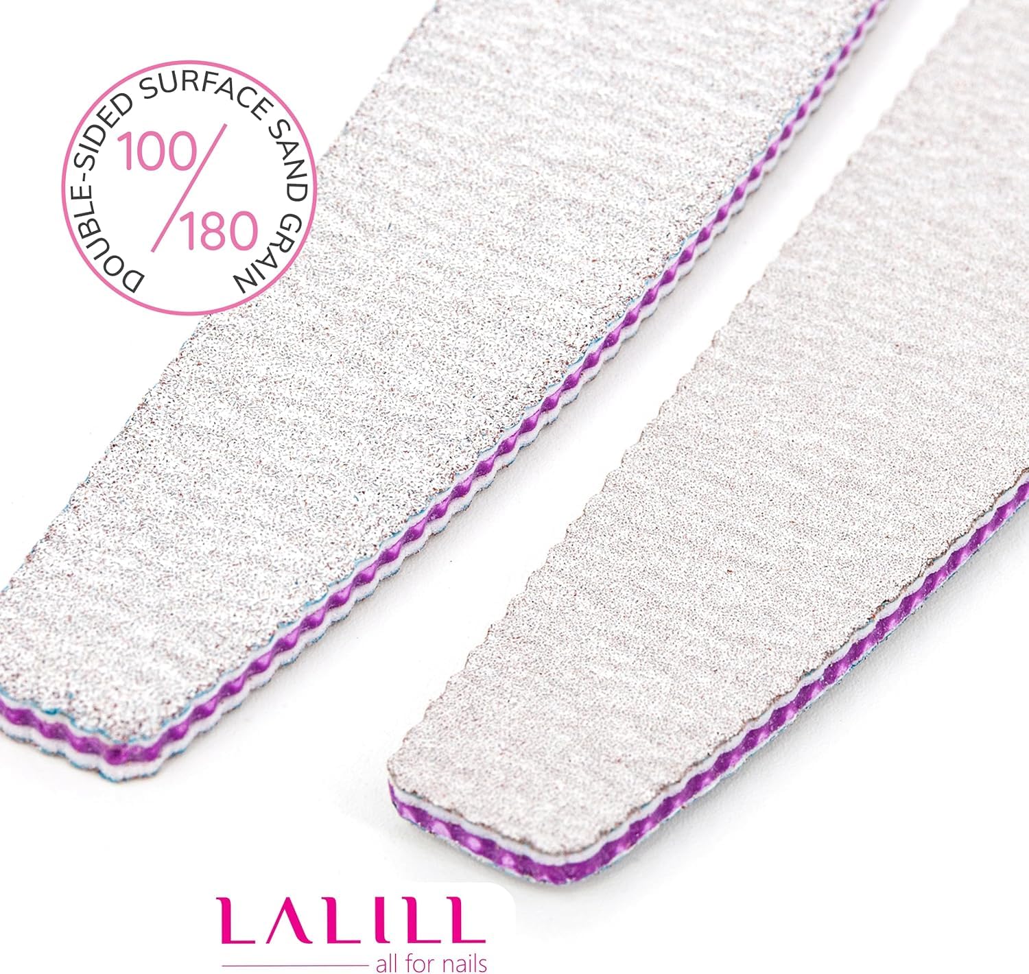 LALILL Pilnik do paznokci 100/180 ziarnistość 10 szt. – pilniki do paznokci żelowych – modelowanie paznokci hybrydowych, akrylowych i naturalnych – Zebra pilnik do manicure, bufer, profesjonalny i dla
