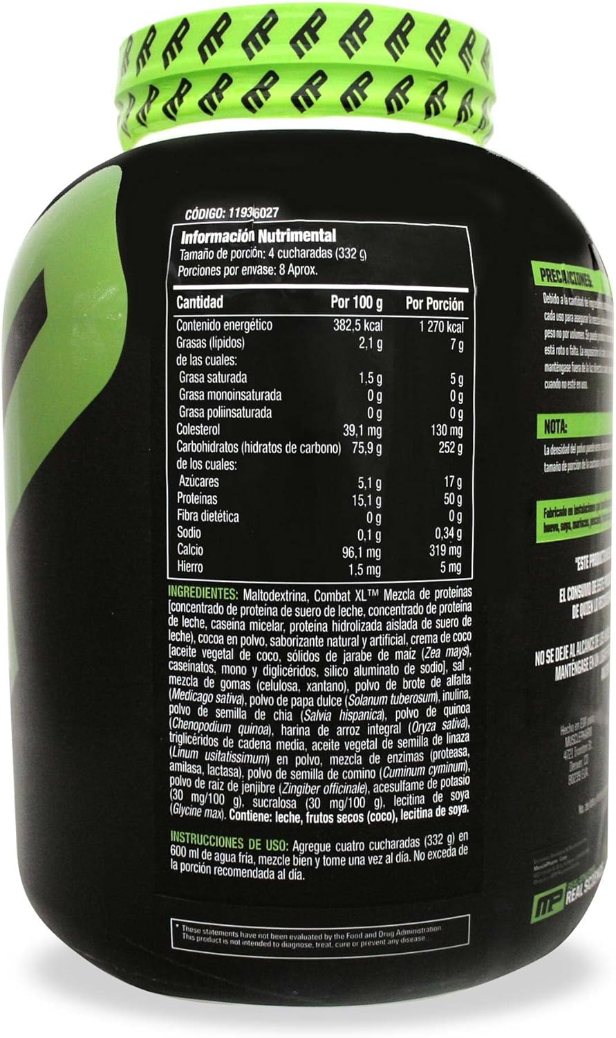 MusclePharm Combat XL Mass Gainer Powder, Weight Gainer Protein Powder, Chocolate, 6 Pounds, 8+ Servings : Health & Household