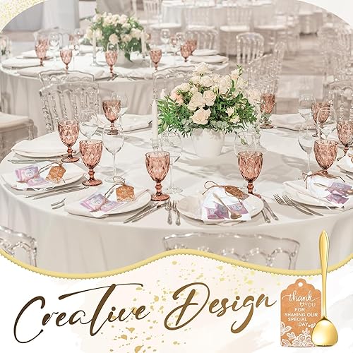 Miniatura 6 de Gueevin Juego de 100 cucharas de té de boda de 4.7 pulgadas para invitados, mini cucharadita de postre de acero inoxidable con 100 etiquetas de