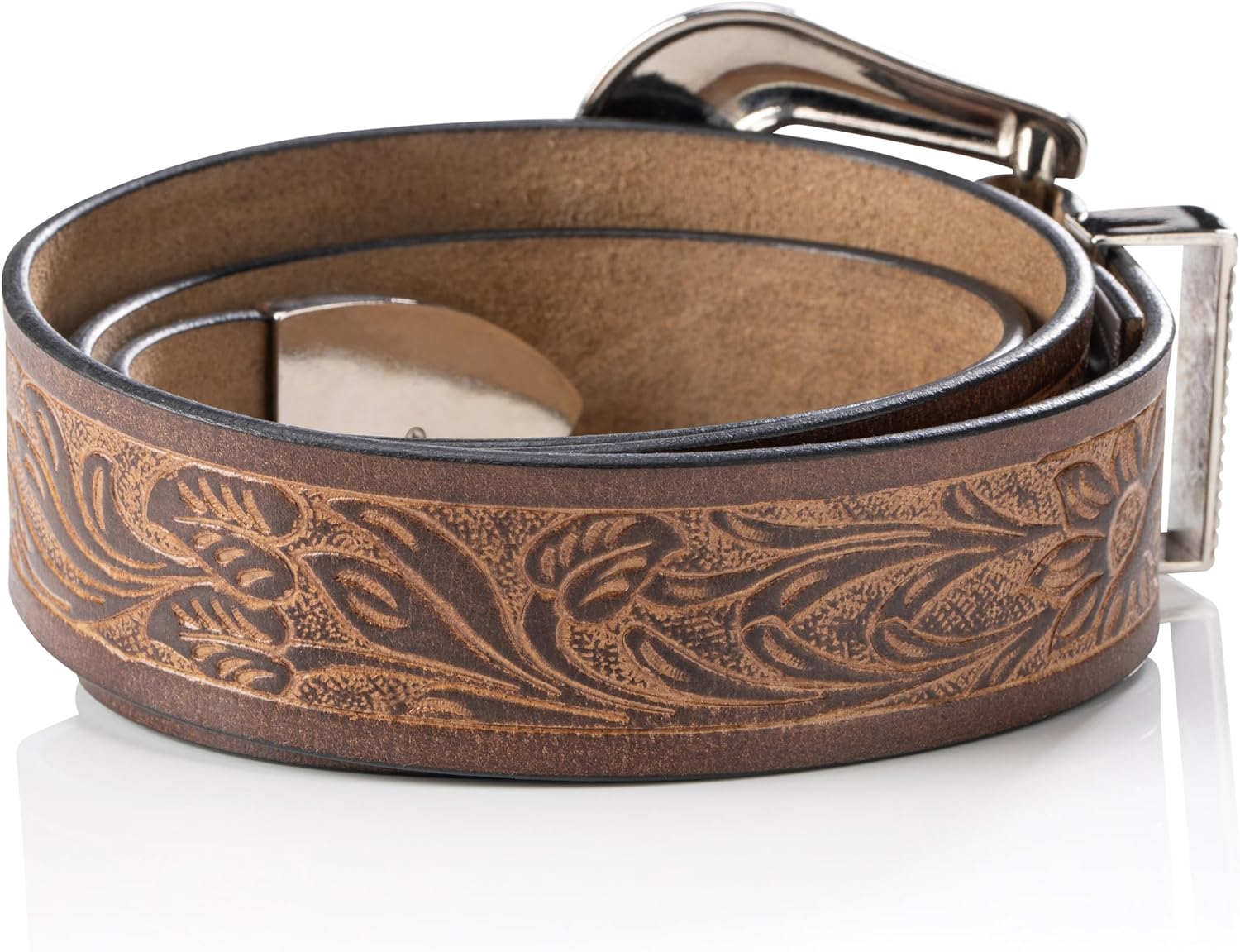 Angus Stoke western belt - Genuine buffalo leather - men's cowboy western & rodeo belt - hand-carved leather belt Jessy - Image 4