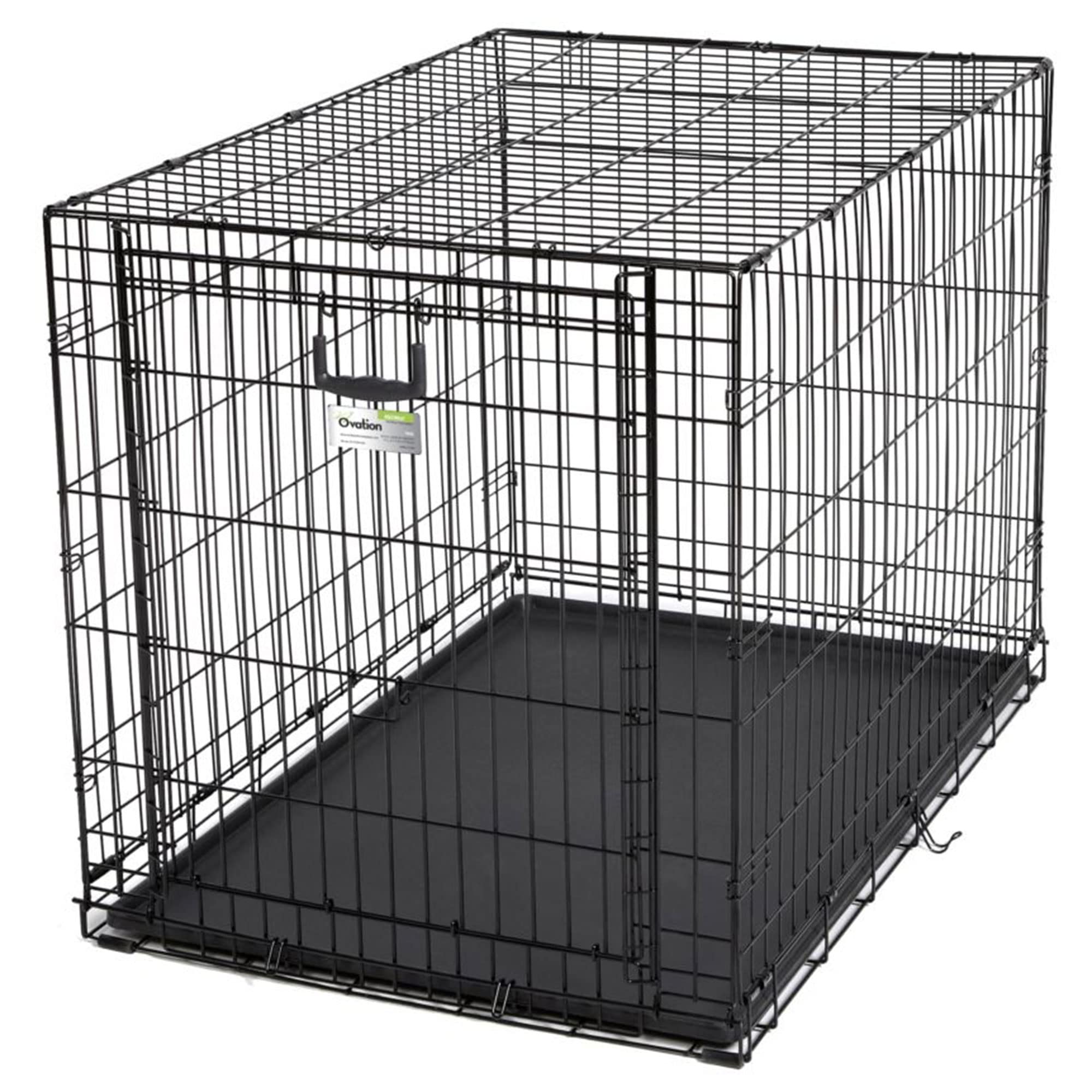 MidWest Homes for Pets Ovation modelo 1942 Jaula plegable metálica para perros, tamaño grande y longitud de 106,68 cm, con una sola puerta, color negro, para perros grandes