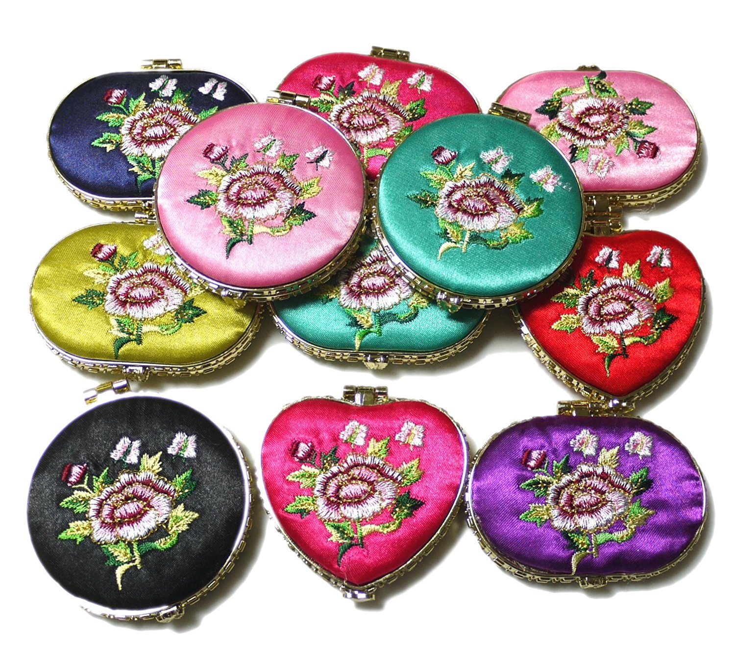 Amazon.co.jp: 刺繍柄化粧鏡 （3色セット）ハンドミラー 中国雑貨  