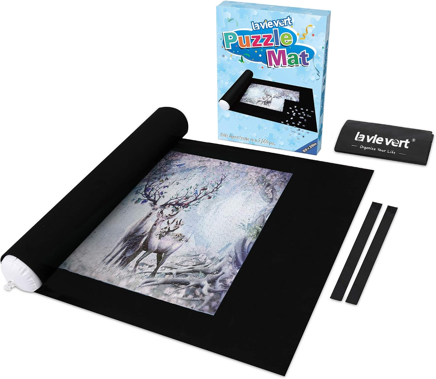 LAVIEVERT Jigsaw Puzzle Roll Mat Puzzle Storage Puzzle Saver for Up to 1,500 Pieces - Comes with A Double Drawstring Closure Design Bag