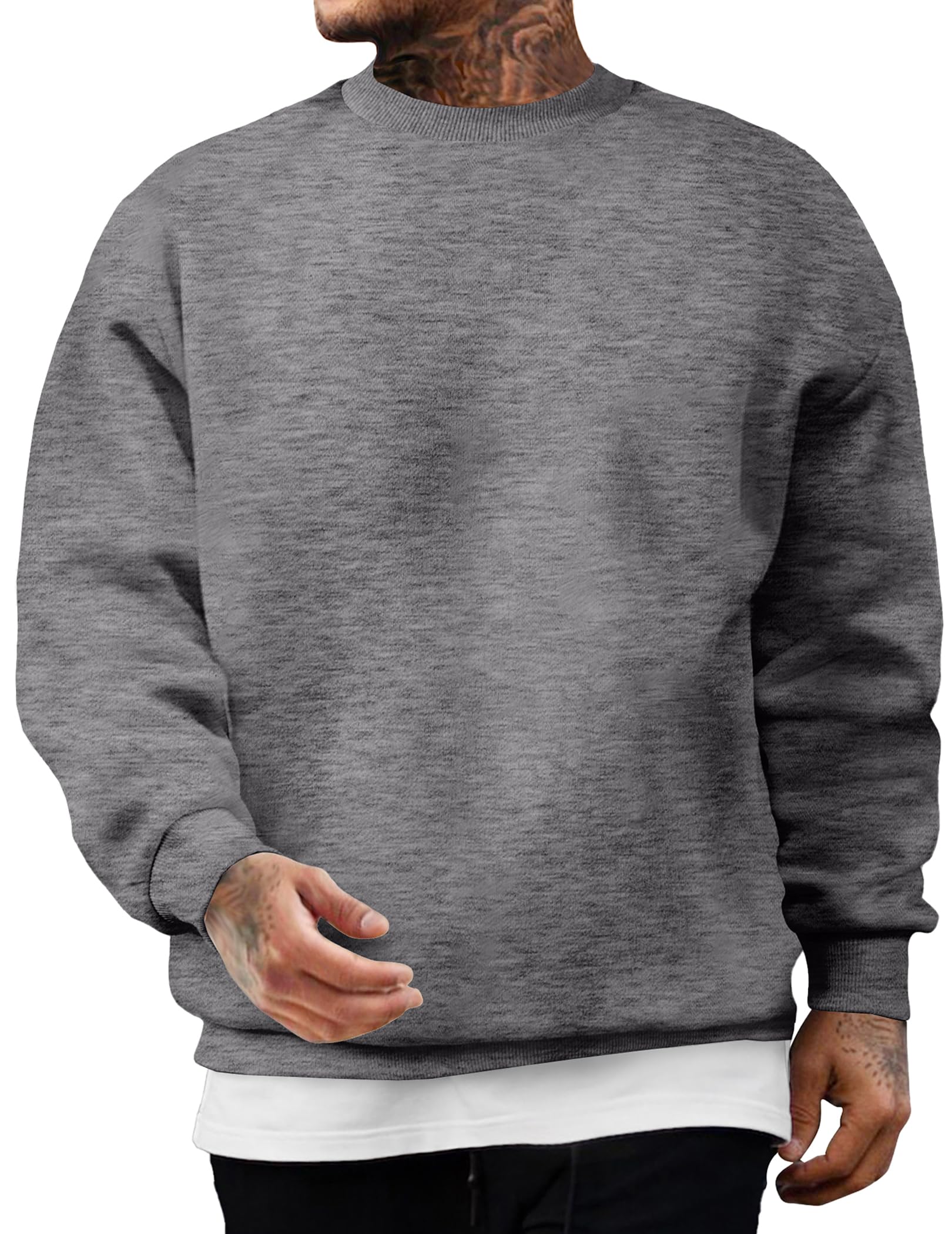 JMIERR Sweatshirt Herren Baumwolle Rundhals Hoodie Pullovers Winter Männer Soft Langarm Sweatshirts Loose Fit