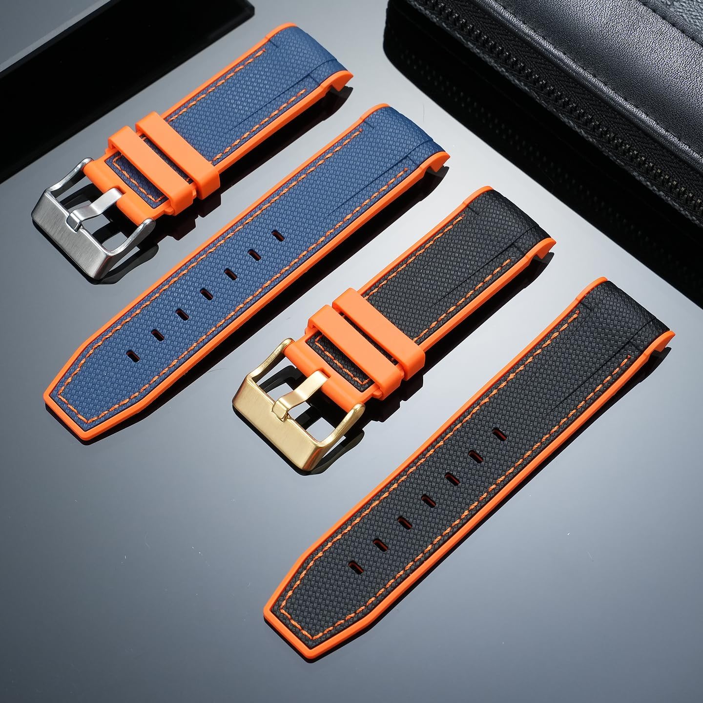 Waterproof Dual-Color Silicone Watch Strap for Tudor Black Bay Bronze, Red, and Bronze Jinyu Series 23mm