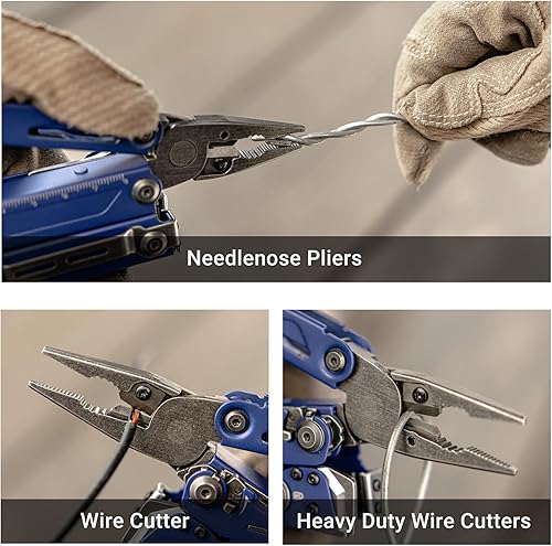 Miniatura 9 de NEXTORCH PIONEER MT20 14 en 1 multiherramientas de tamaño completo, juego de múltiples herramientas con tijeras, aguja, alicates de nariz, clip de