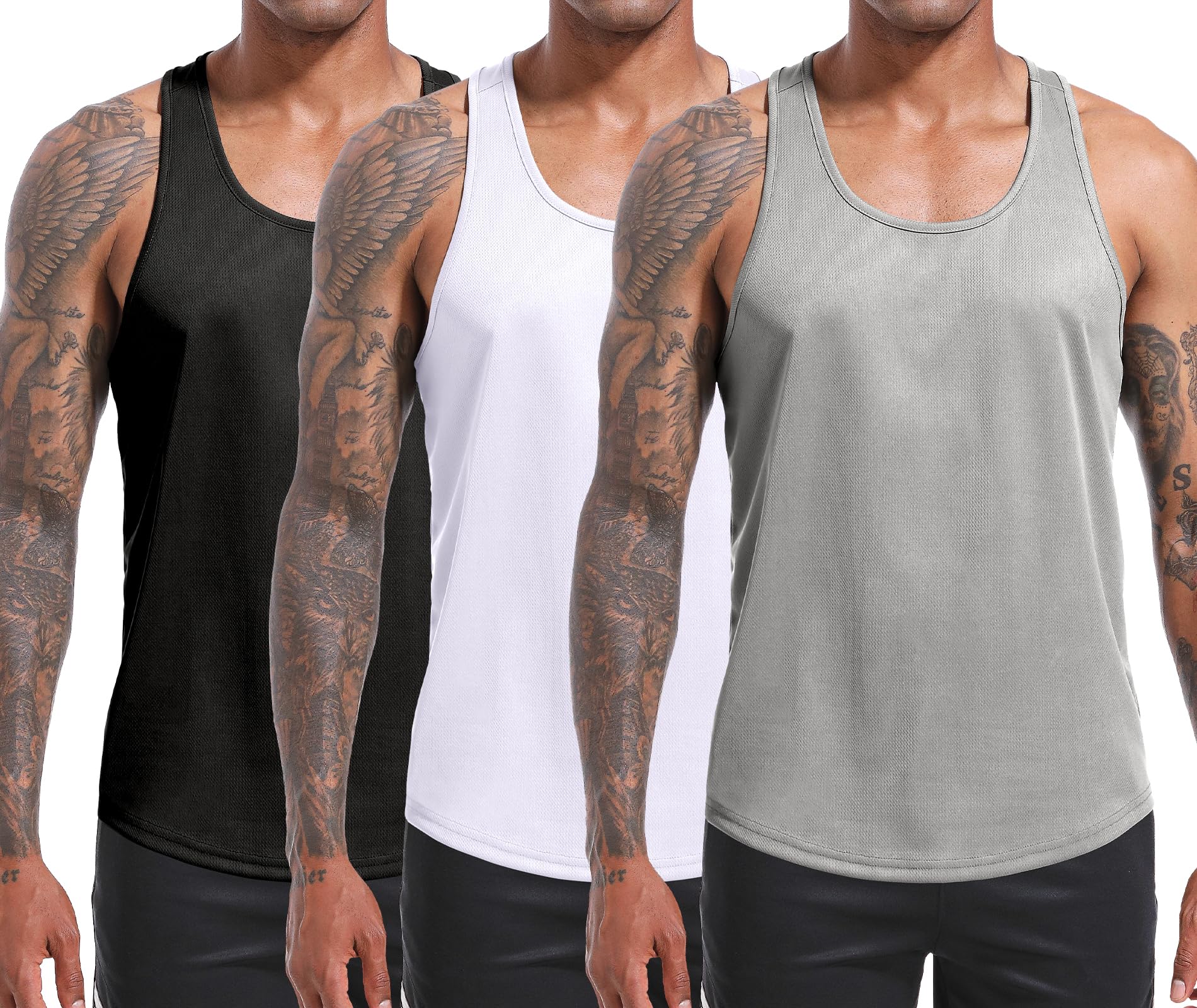 Holure 3er Pack Tank Top Herren, Achselshirts Sport Ärmelloses Shirt Unterhemd Fitness Sleeveless T-Shirt für Training Fitness Bodybuilding Vest