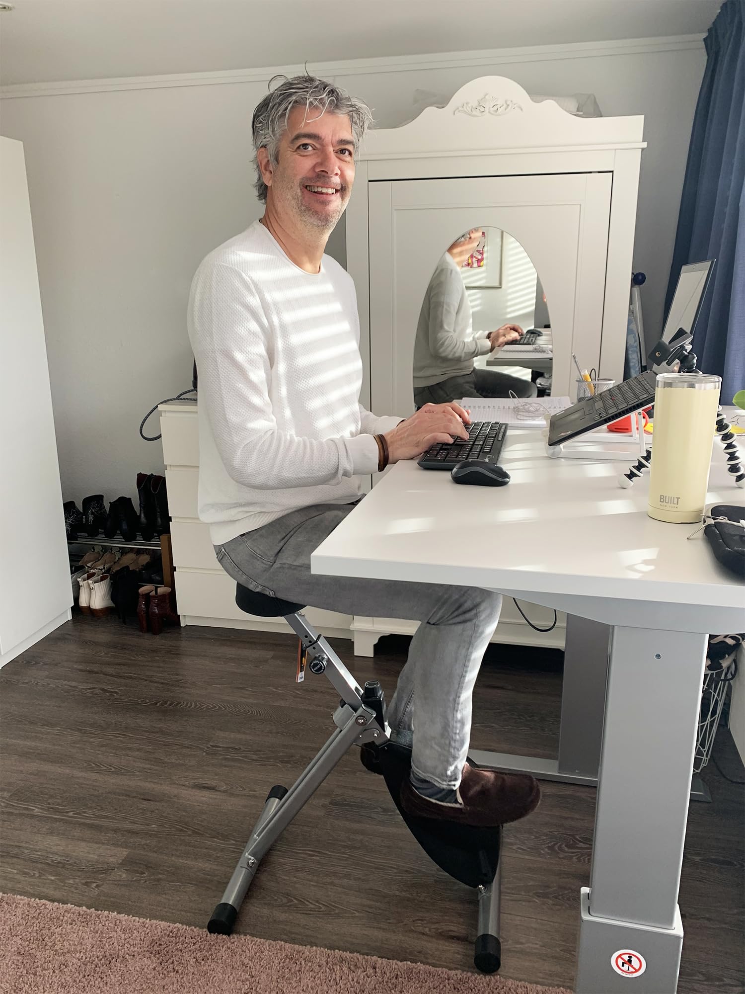 Premium Tischfahrrad – Schreibtisch-Fahrrad für Büro und Zuhause – Heimtrainer – Pedaltrainer – Fitnessgerät – Beintrainer für Zuhause - Bürostuhl