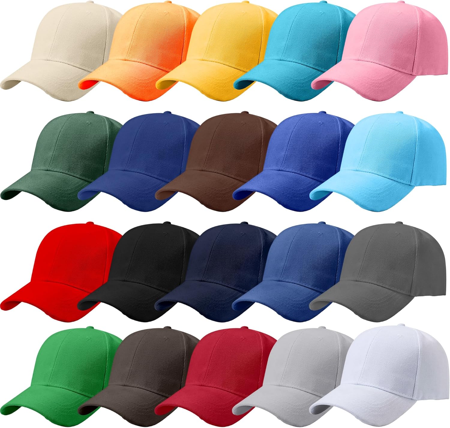 20 Pack Kids Cotton Baseball Hat Solid Color Golf Cap Summer Baseball Cap Plain Ball Hats Bulk for Child Outdoor Sports