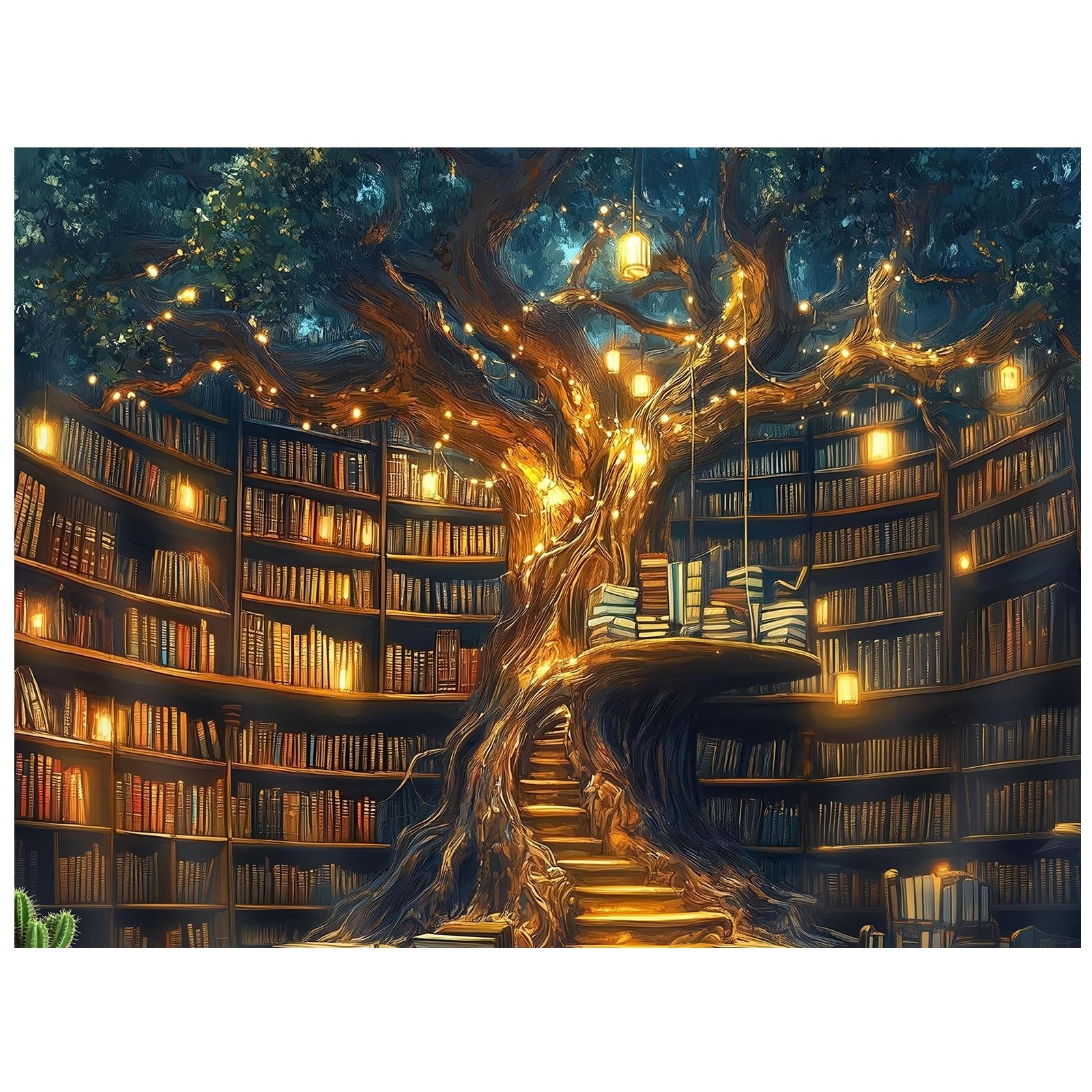 Paint by Numbers for Adult, Tree Paint by Numbers Kit for Adults Beginners, DIY Book Acrylic Painting on Canvas for Home Wall Art Decor 12x16Inch