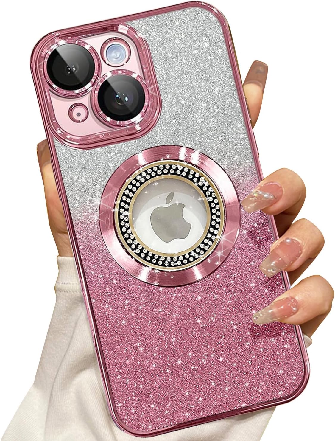 Misscase for iPhone 15 Plus Magnetic Glitter Case Compatible with MagSafe,Full Protection Slim Shockproof Anti-Scratch Case with Camera Lens Protector Logo View Dust-Proof Net for Women Pink iPhone 15 Plus ?6.7"? Pink