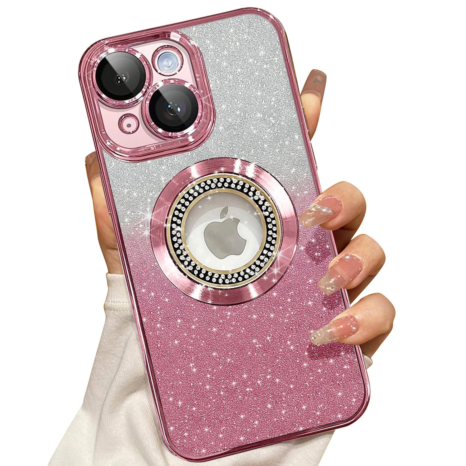 Misscase for iPhone 13 Magnetic Glitter Case Compatible with MagSafe,Full Protection Slim Shockproof Anti-Scratch Case with Camera Lens Protector Logo