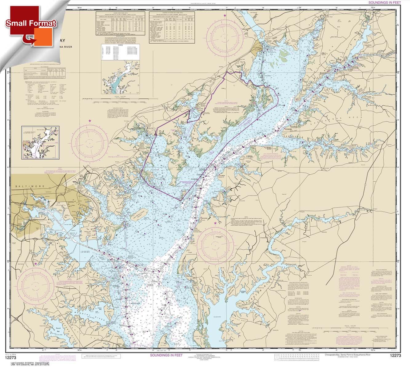 Paradise Cay Publications NOAA Chart 12273: Chesapeake Bay Sandy Point to Susquehanna River