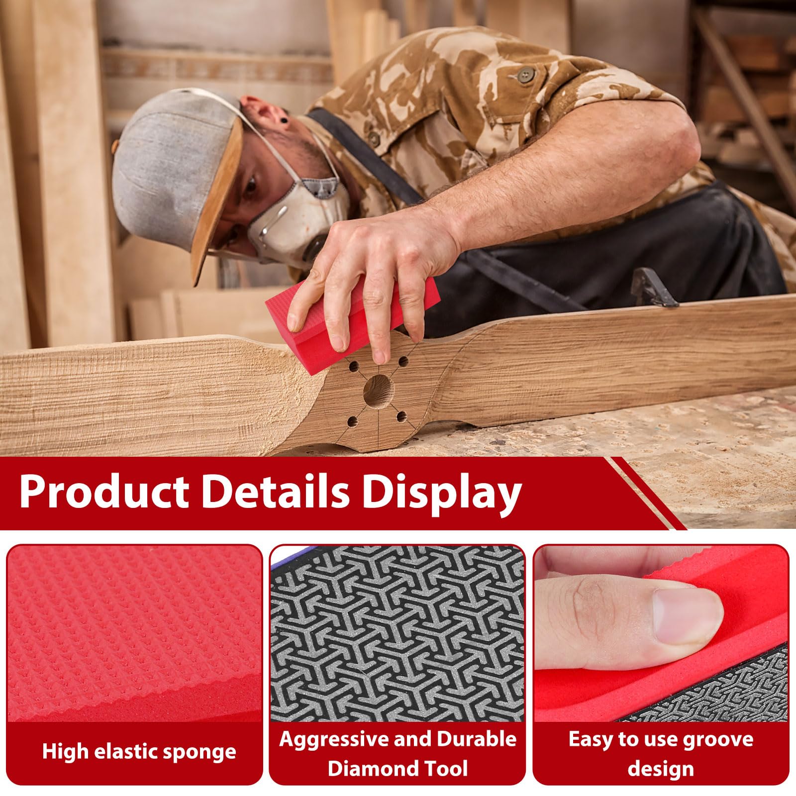 Deuson 4pcs Diamond Hand Polissing Tads Set 60/100/200/400 Grit Grant HANDELD LANDAND Bloc