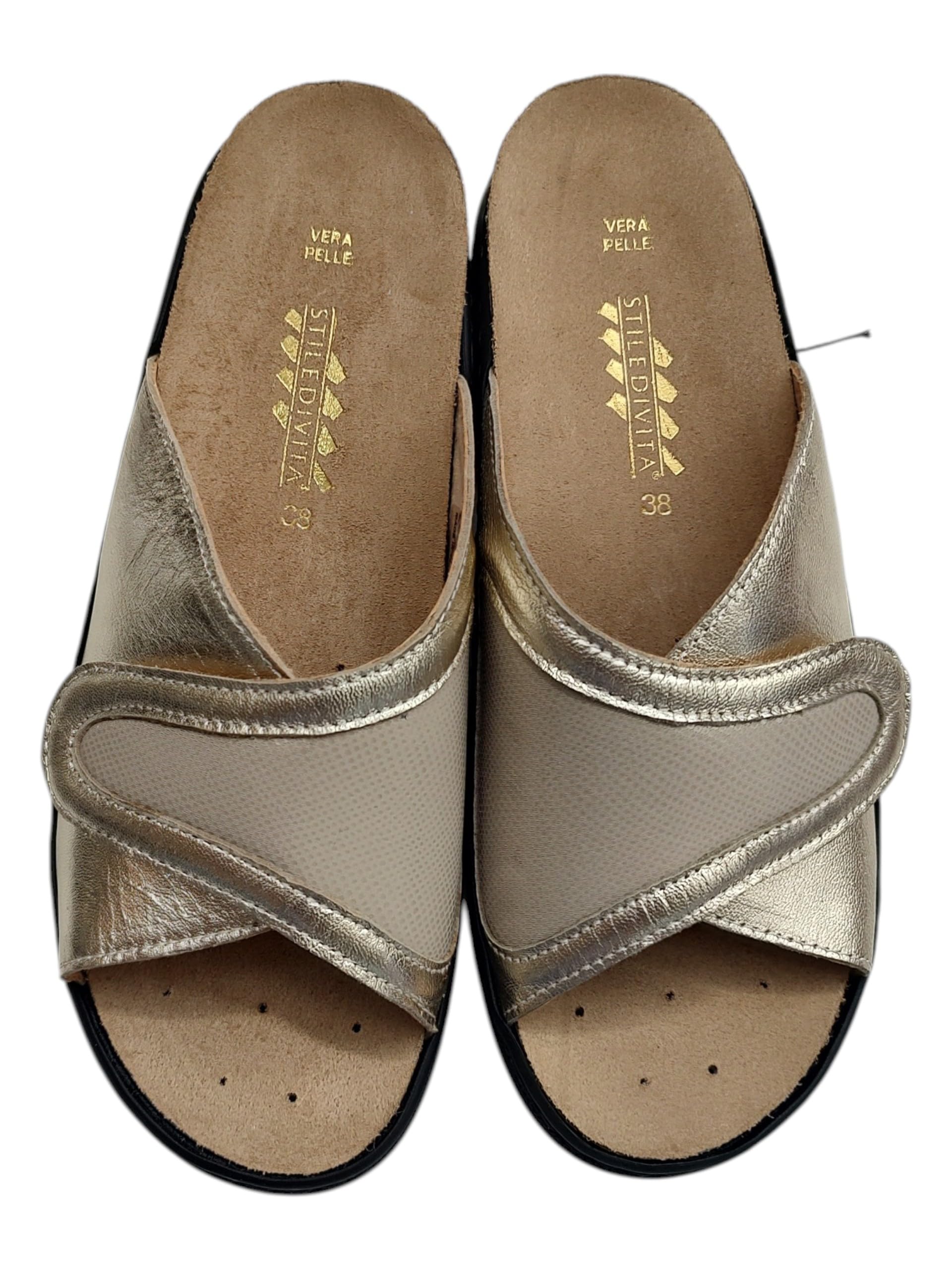 generico Stile di Vita ciabatta plantare estraibile in pelle chiusura a strappo con inserto in neoprene per alluce valgo 4672 beige