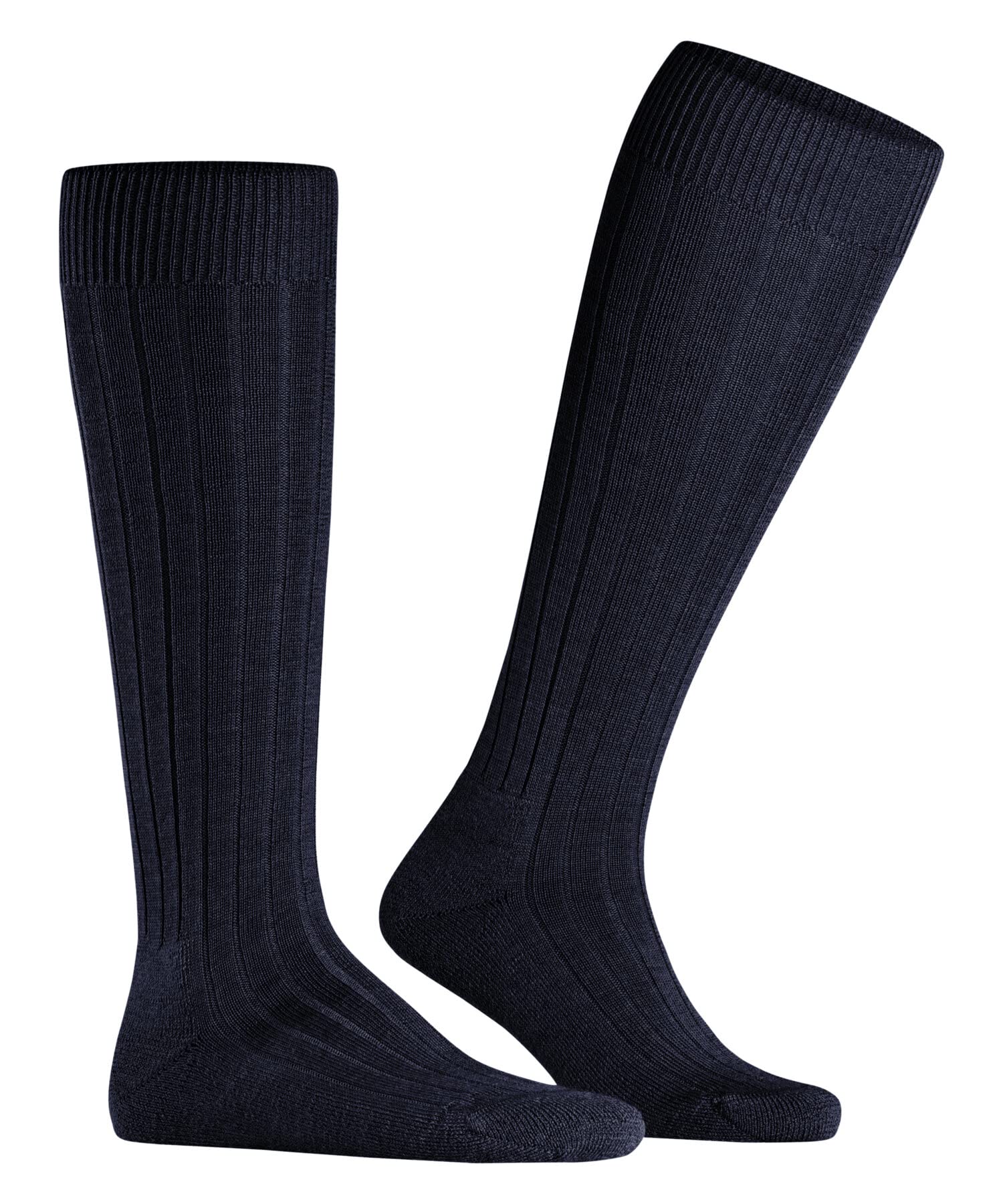 FALKE Mężczyźni Podkolanówki Teppich Im Schuh M Kh wełna długie jednokolorowe 1 Para, Niebieski Dark Navy 6370, 47-48