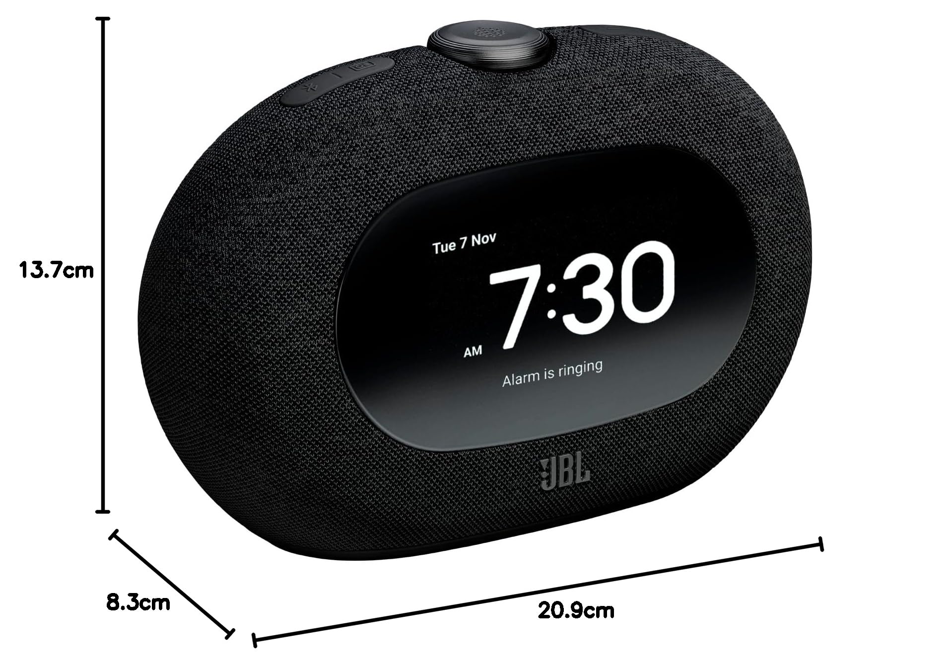 JBL Horizon 3, głośnik Bluetooth z zegarem i radiem DAB+/FM, alarm z efektem wschodu słońca, ładowanie przez USB-C, akumulator i zasilanie sieciowe, dźwięk JBL Pro, czarny | Dźwięk JBL Pro, Bluetooth 5.3, alarm z efektem świtu, światło otoczenia, USB‑C