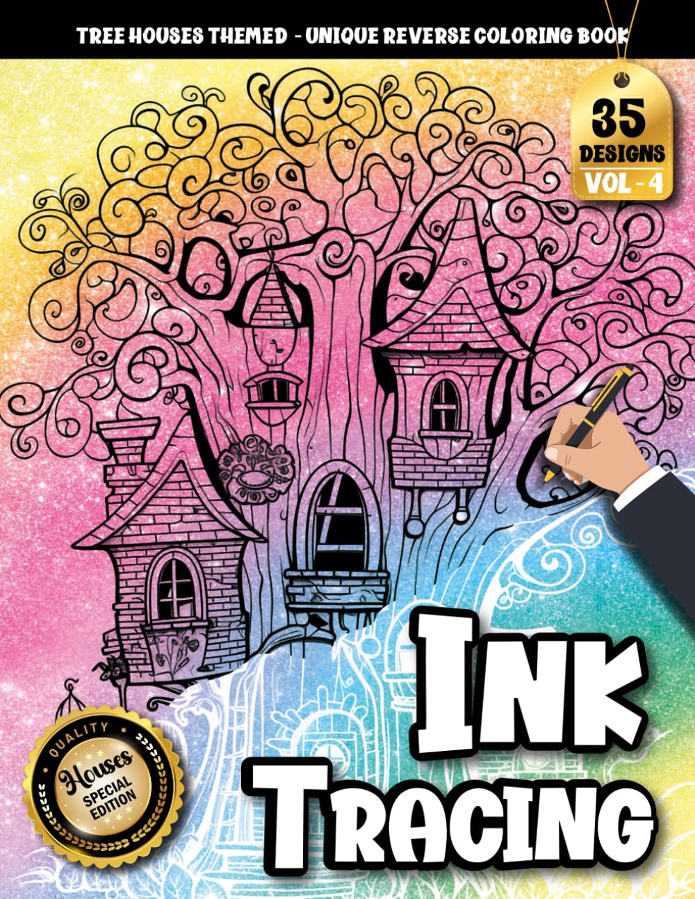 Ink Tracing Book For Adults: Detailed Tree House Illustrations With Outline Pages for Focused Tracing and stress relief (Tree Houses Tracing Series)