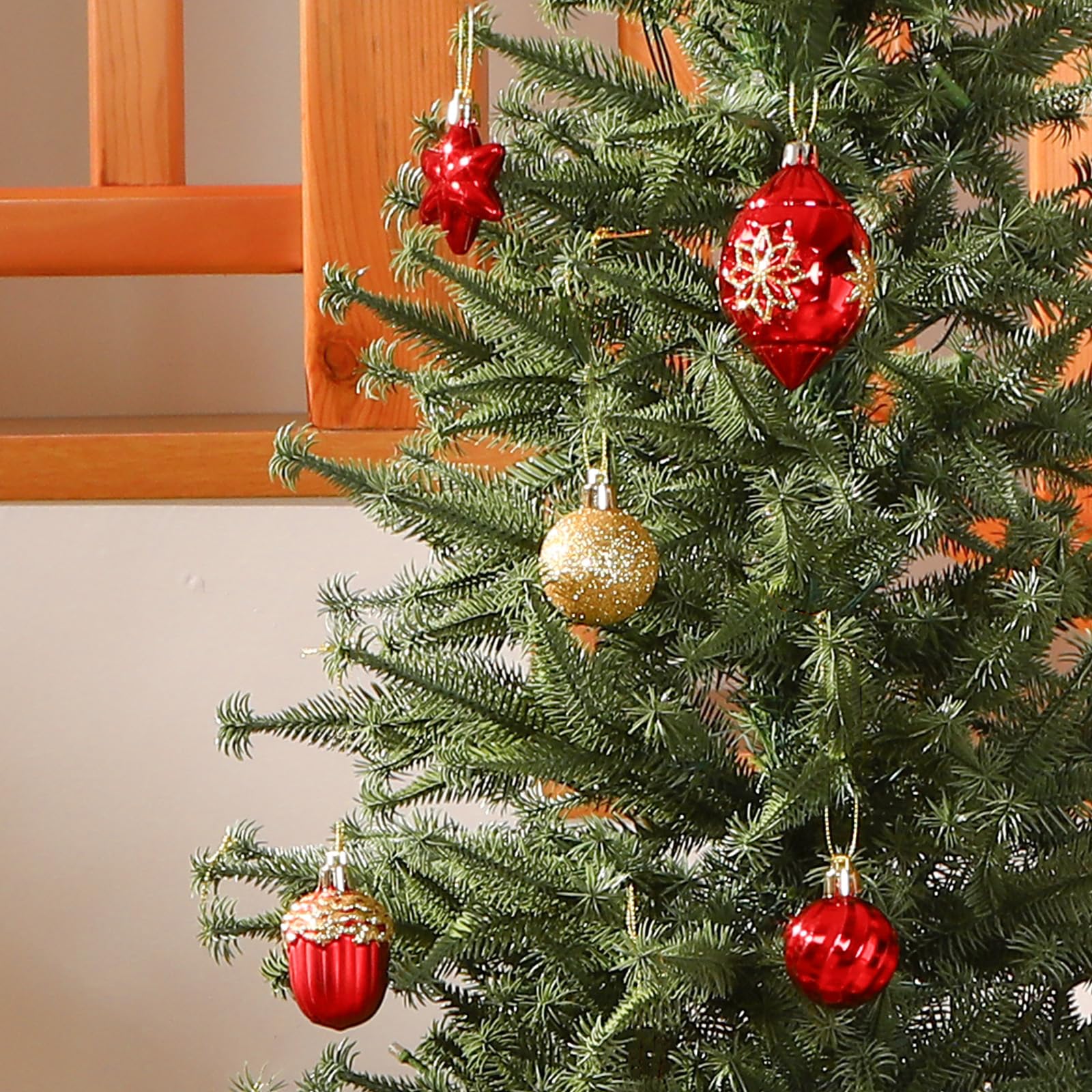 Alupssuc 3FT Albero di Natale Preilluminato, 90 Luci LED E 12 Modalità, Mini Albero di Natale Artificiale con Rami in PE Simili a Fiori Per Decorazioni Natalizie Interne Ed Esterne
