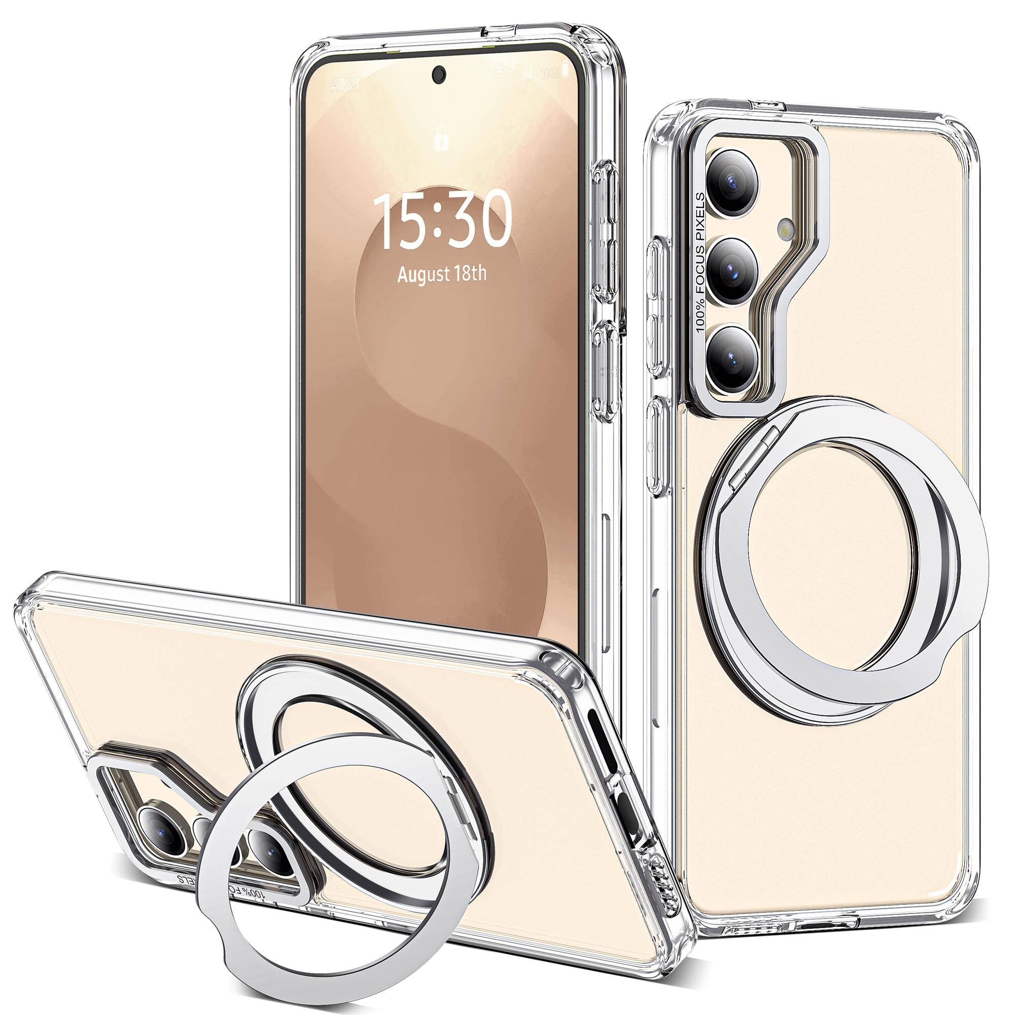 for Samsung Galaxy S25 Plus Case with 360° Spin Stand,Clear