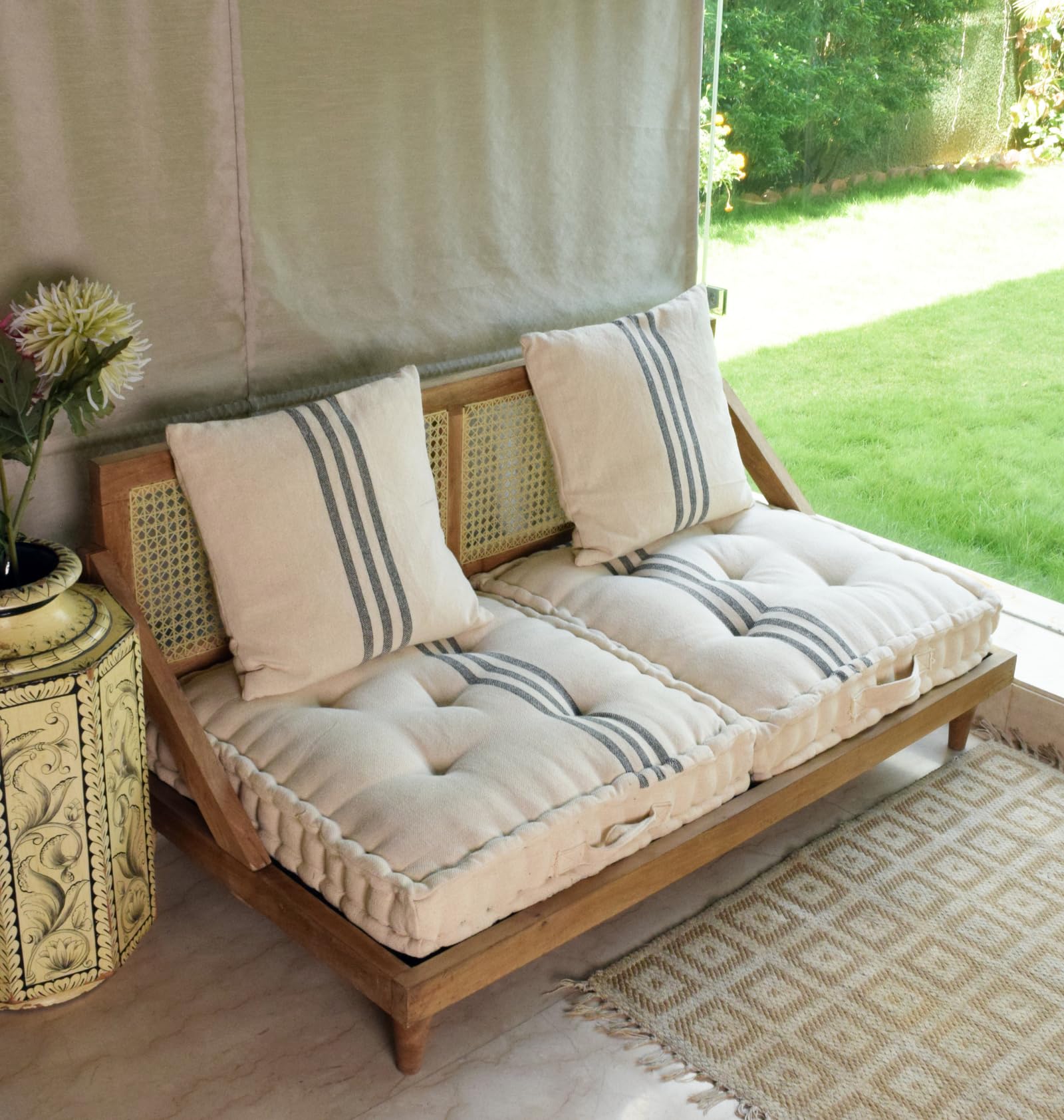 Urban Escape Rattan Floor Sofa Long Seat in Solid Wood-image-14
