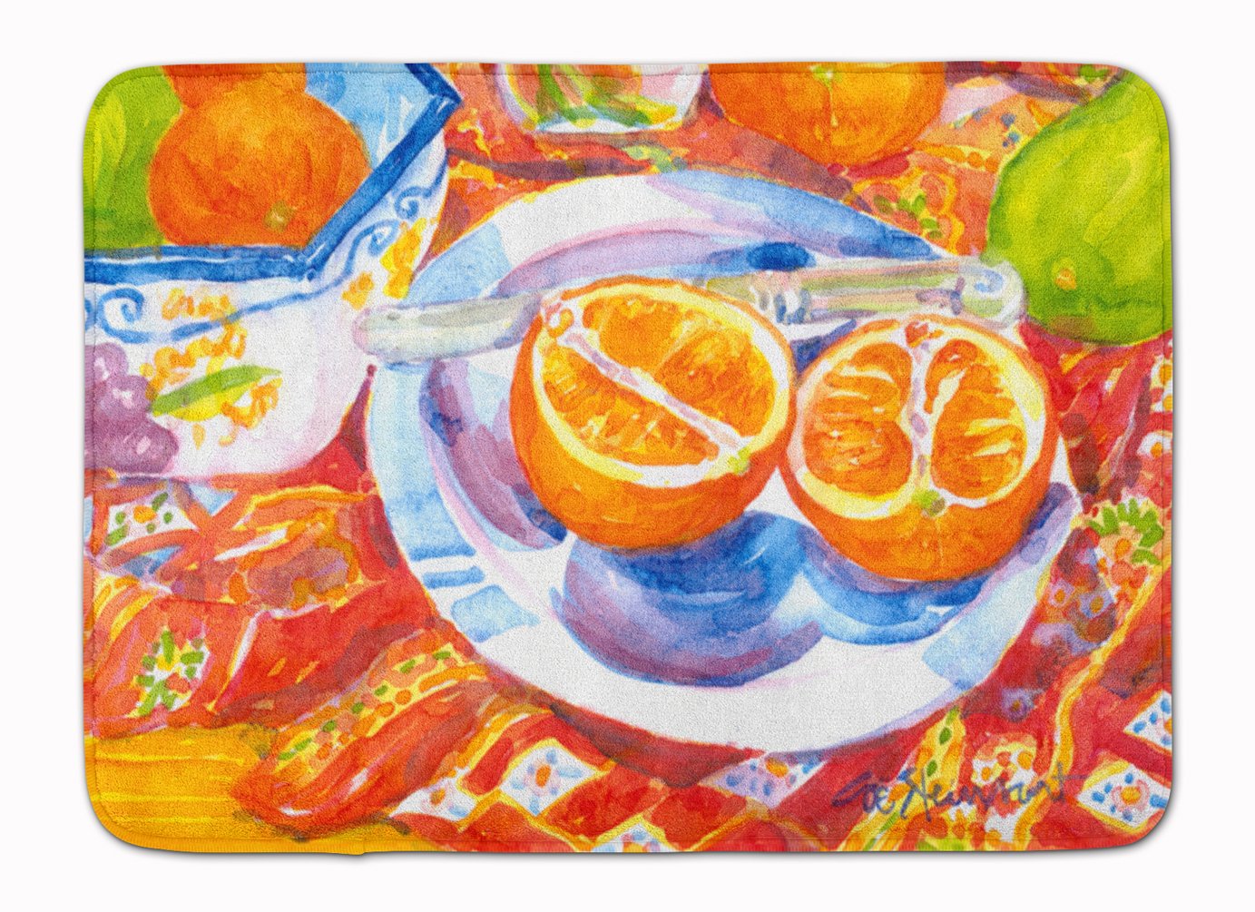 Caroline's Treasures 6035RUG Florida Oranges Sliced for breakfast Machine Washable Memory Foam Mat, Bathroom Rug, Non-Slip Bath Mat, Durable Thick Washable Rugs for Kitchen, Bathroom Quick Dry, Decora