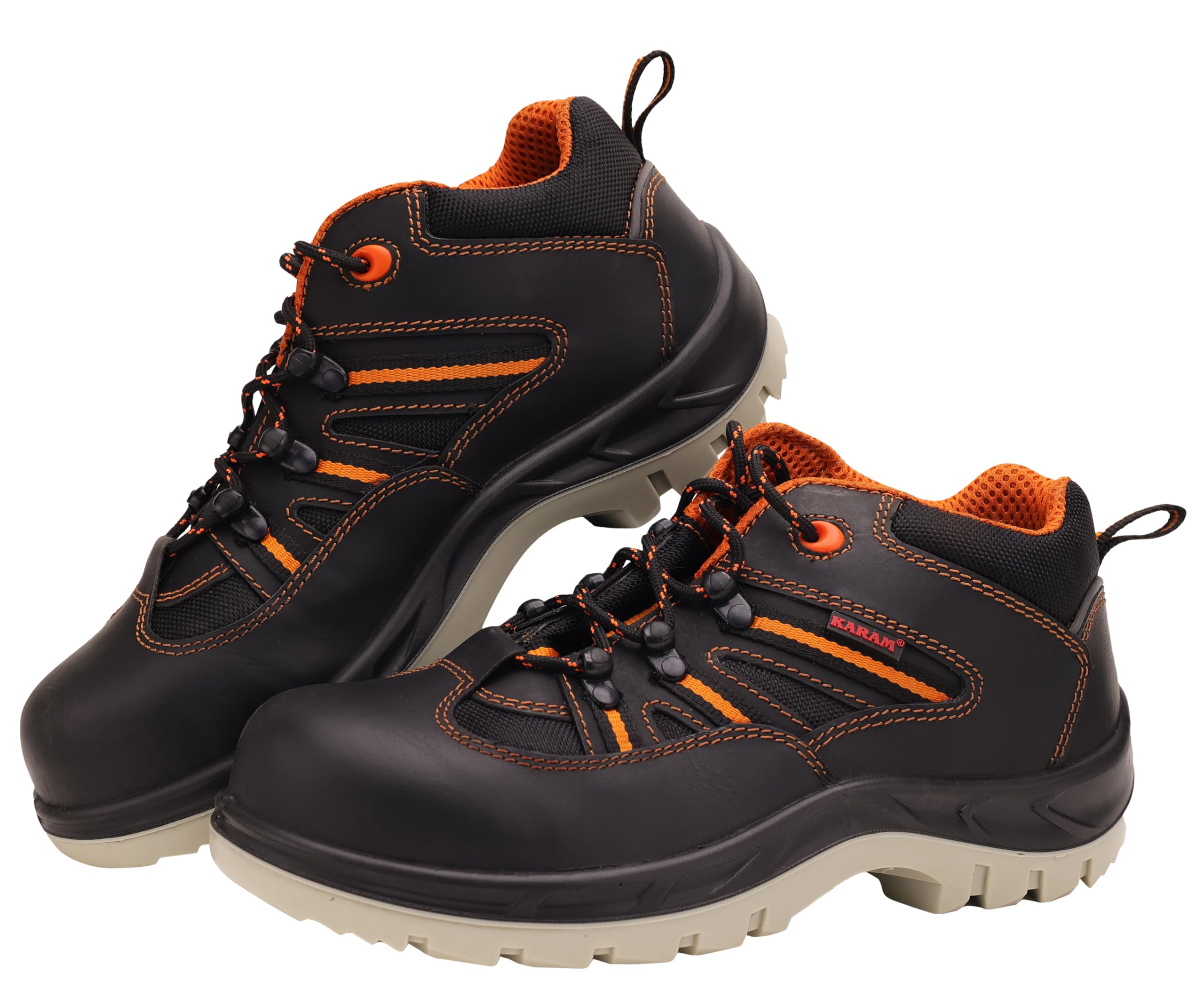 Karam FS63 Buff Black Leather Sporty Safety Shoes for Men | Double Density with Fiber Toe | Antislip, Oil & Heat Resistant | Size-10 (B07YZB478K) Amazon Price History, Amazon Price Tracker
