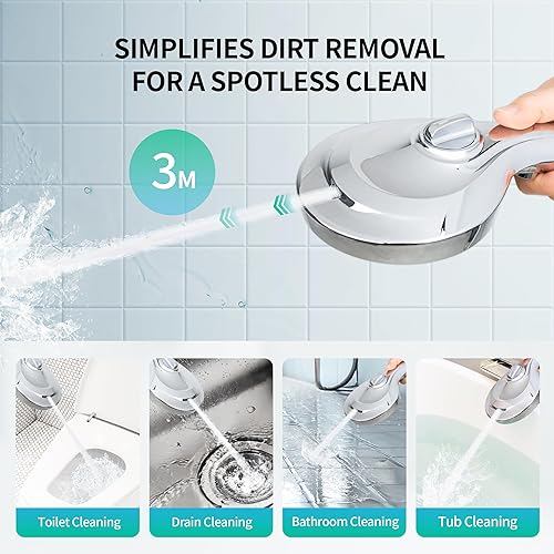 Miniatura 5 de HYLER Cabezal de ducha de mano de alta presión con filtro de 15 etapas (filtro adicional, manguera de 6 pies, 2.5 GPM) - 8 pulverizadores y 1 modo