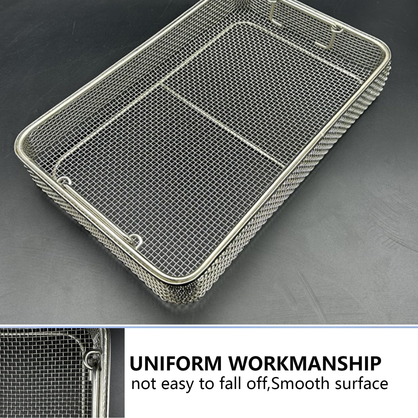 Bandeja EsterilizacióN para Instrumental MéDico Cesta DesinfeccióN Acero Inoxidable Bandejas Laboratorio Resistente a Altas Temperaturas Apta para QuiróFano OdontologíA 35x25x7cm/13.8x9.8x2.8in