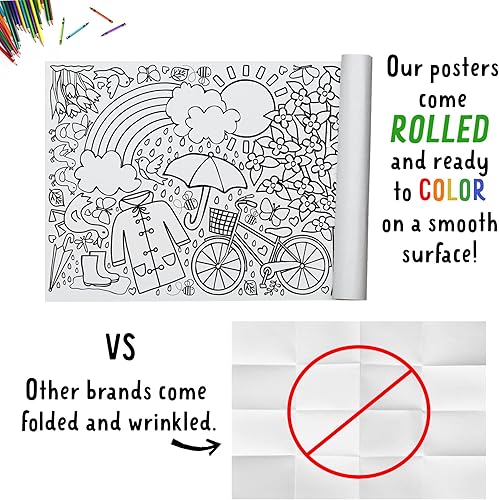 Miniatura 4 de Tiny Expressions Póster gigante de actividades con temática de primavera para familias, 30 x 72 pulgadas, pancarta de papel gigante para colorear o