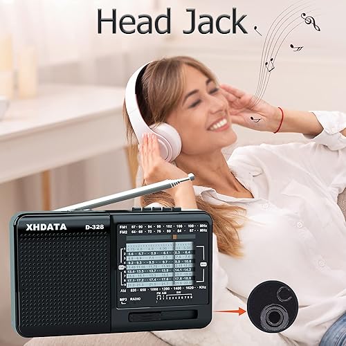 Miniatura 5 de XHDATA D-328 de onda corta AM FM DSP Portátil Pequeño Multibanda Radio Estéreo Reproductor MP3 con batería recargable Conector de auriculares