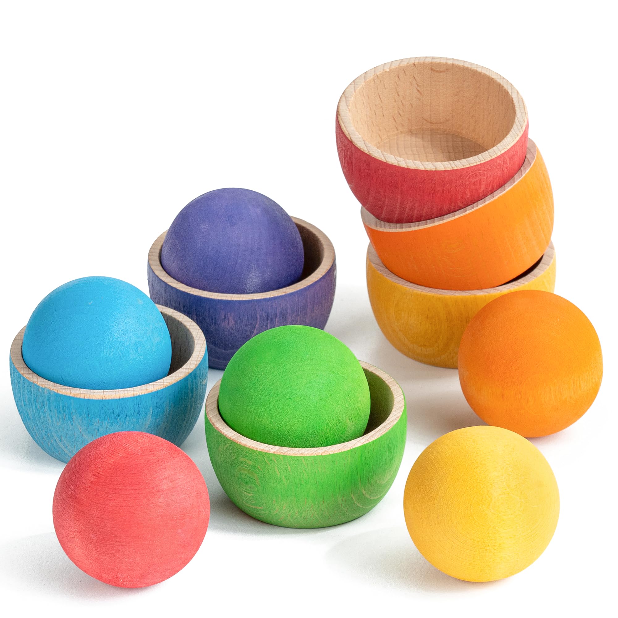 Pelota en Taza Juguete Montessori para Niños Pequeños Clasificador de Colores Juguete de Madera con Pelota para Aprender Colores y Emparejar para Niños con 6 Pelotas y Tazas Seguras para Niños Pequeño