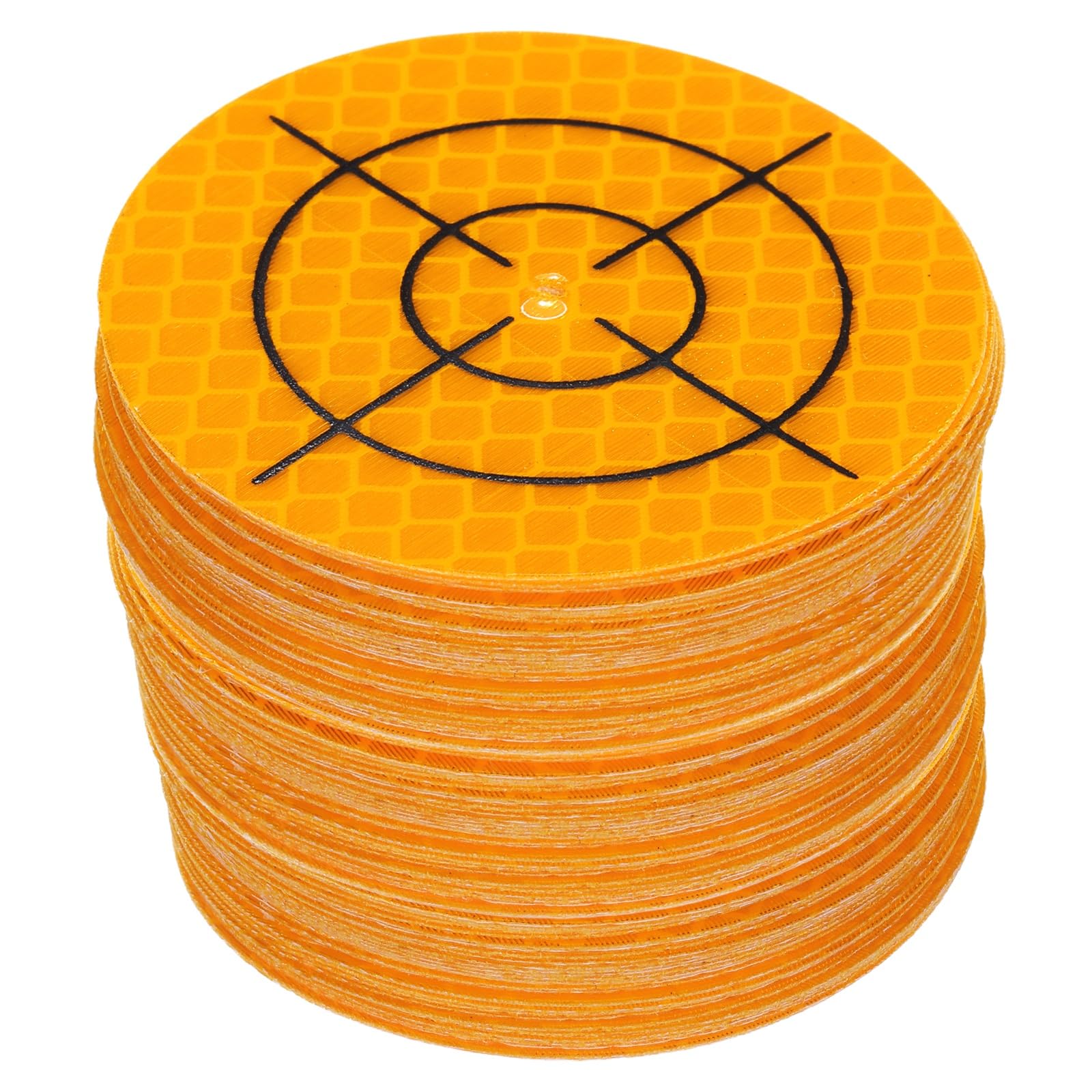 sourcing map 80pcs Survey Reflector Sheets 60mm x 60mm Self-Adhesive Surveying Target Mark Sticker Total Station Round Reflective Sheet Tape for Ship Inspection Tunnel Measure, Yellow